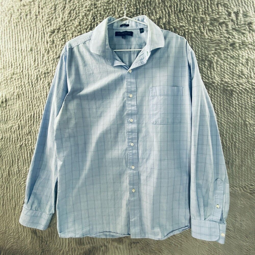 Tommy Hilfiger Men's Dress Shirt Long Sleeve Slim Fit Spread Collar 16½ 34-35 LG